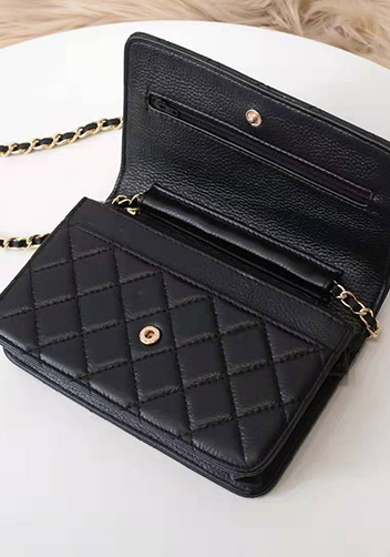 Adeline Lambskin Leather Diamond Shape Shoulder Bag Black