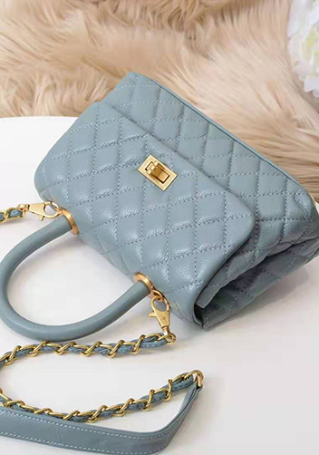Nicola Top Handle And Shoulder Lambskin Mini Bag Blue