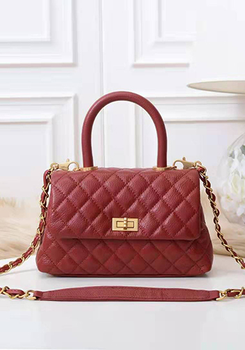 Nicola Top Handle And Shoulder Lambskin Mini Bag Burgundy