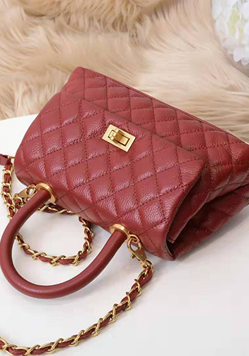Nicola Top Handle And Shoulder Lambskin Mini Bag Burgundy