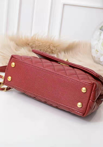 Nicola Top Handle And Shoulder Lambskin Mini Bag Burgundy