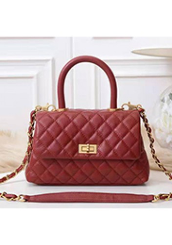Nicola Top Handle And Shoulder Lambskin Mini Bag Burgundy
