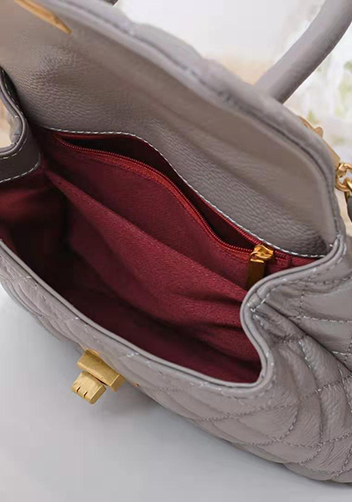 Nicola Top Handle And Shoulder Lambskin Mini Bag Grey