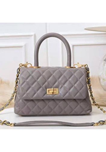 Nicola Top Handle And Shoulder Lambskin Mini Bag Grey