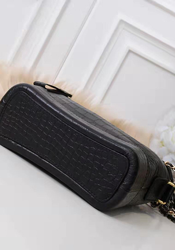Kristy Leather Bucket Bag Croc Black