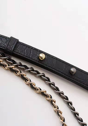 Kristy Leather Bucket Bag Croc Black