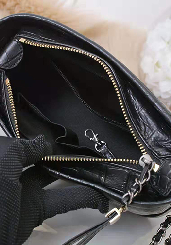 Kristy Leather Bucket Bag Croc Black