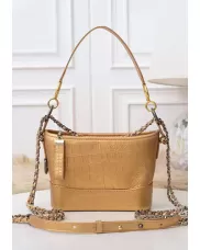 Kristy Leather Bucket Bag Croc Gold