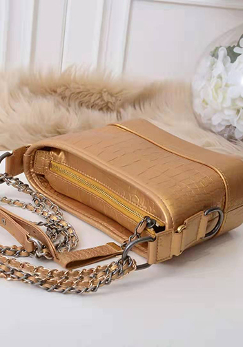 Kristy Leather Bucket Bag Croc Gold