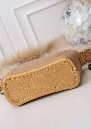 Kristy Leather Bucket Bag Croc Gold