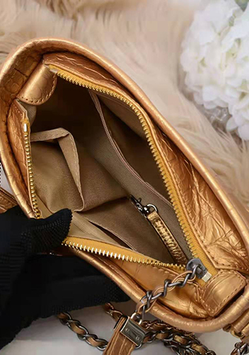 Kristy Leather Bucket Bag Croc Gold