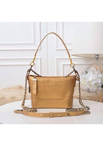 Kristy Leather Bucket Bag Croc Gold