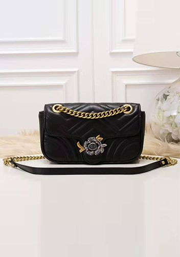 Paulette Medium Flap Bag Leather Black