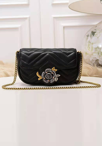 Paulette Small Flap Bag Leather Black