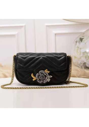 Paulette Small Flap Bag Leather Black