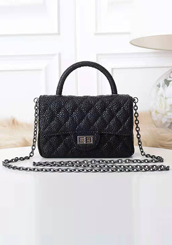 Adele Flap Mini Bag Top Handle Caviar Black
