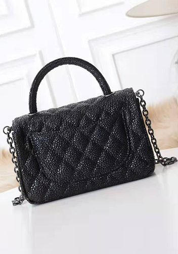 Adele Flap Mini Bag Top Handle Caviar Black