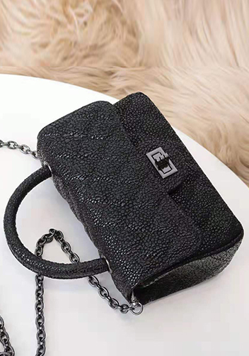 Adele Flap Mini Bag Top Handle Caviar Black