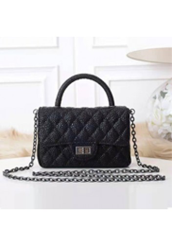 Adele Flap Mini Bag Top Handle Caviar Black