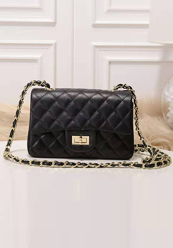 Adele Quilted Leather Flap Mini Bag Black Gold Hardware
