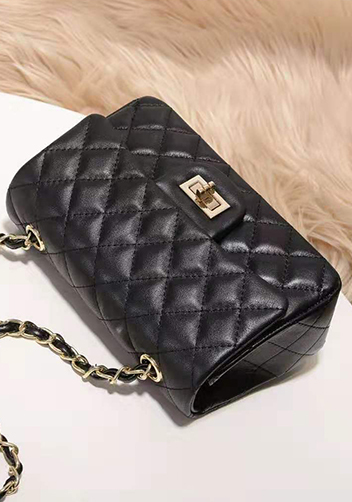 Adele Quilted Leather Flap Mini Bag Black Gold Hardware