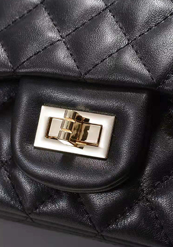 Adele Quilted Leather Flap Mini Bag Black Gold Hardware