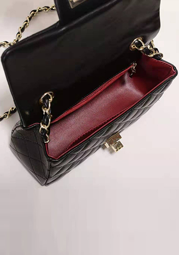 Adele Quilted Leather Flap Mini Bag Black Gold Hardware