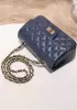 Adele Quilted Leather Flap Mini Bag Blue Gold Hardware