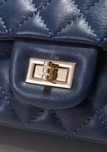 Adele Quilted Leather Flap Mini Bag Blue Gold Hardware