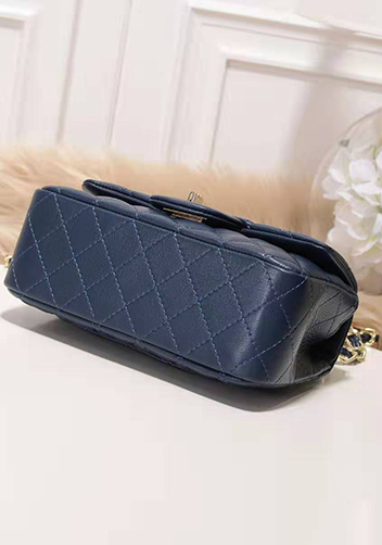 Adele Quilted Leather Flap Mini Bag Blue Gold Hardware