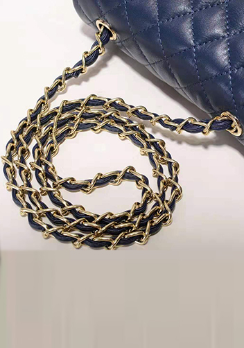 Adele Quilted Leather Flap Mini Bag Blue Gold Hardware