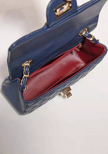 Adele Quilted Leather Flap Mini Bag Blue Gold Hardware