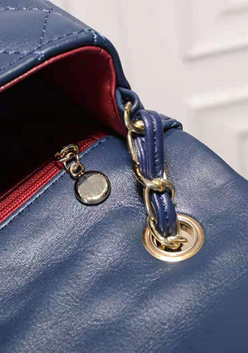 Adele Quilted Leather Flap Mini Bag Blue Gold Hardware