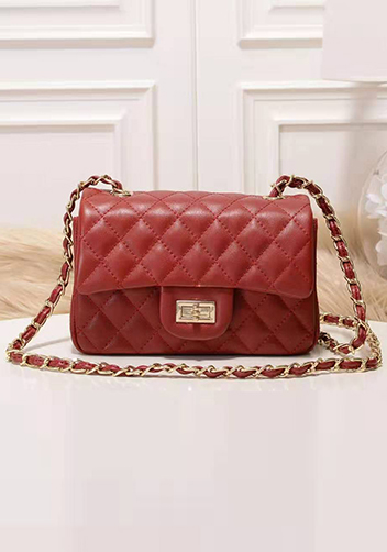 Adele Quilted Leather Flap Mini Bag Red Gold Hardware