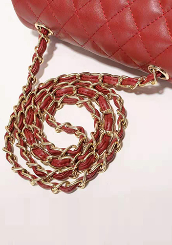 Adele Quilted Leather Flap Mini Bag Red Gold Hardware