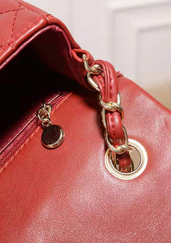 Adele Quilted Leather Flap Mini Bag Red Gold Hardware
