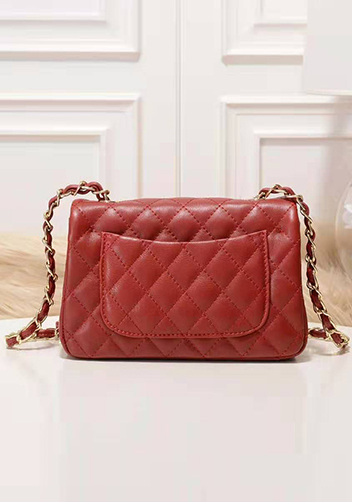 Adele Quilted Leather Flap Mini Bag Red Gold Hardware