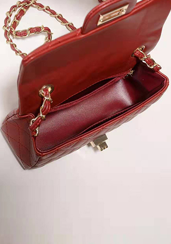 Adele Quilted Leather Flap Mini Bag Red Gold Hardware