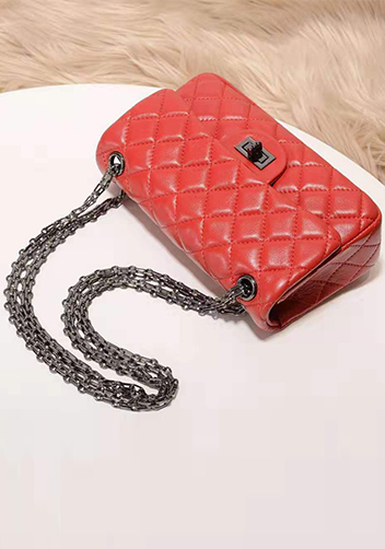 Adele Quilted Leather Flap Mini Bag Red Hematite Hardware