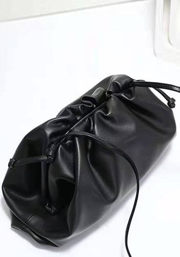 Dina Leather Clutch Shoulder Bag Black