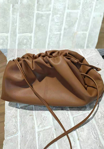 Dina Leather Clutch Shoulder Bag Brown