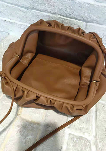 Dina Leather Clutch Shoulder Bag Brown