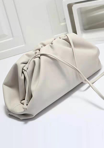 Dina Leather Clutch Shoulder Bag White