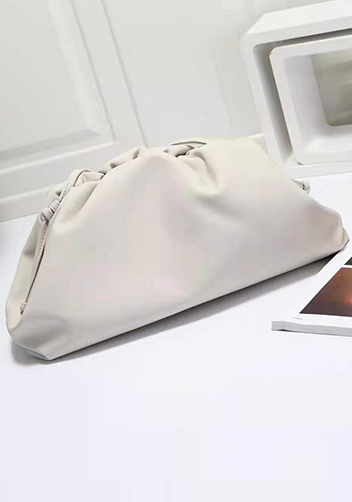 Dina Leather Clutch Shoulder Bag White