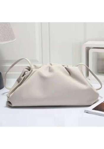 Dina Leather Clutch Shoulder Bag White