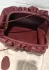 Dina Leather Large Clutch Shoulder Bag Burgundy