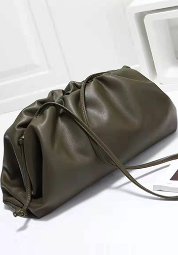 Dina Leather Large Clutch Shoulder Bag Green