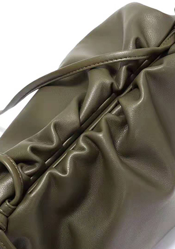 Dina Leather Large Clutch Shoulder Bag Green