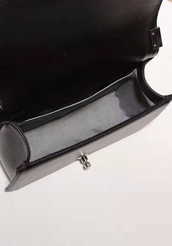 Ingrid Leather Flap Sliver Sequins Black