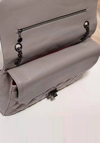 Adele Flap Bag Grain Leather Grey